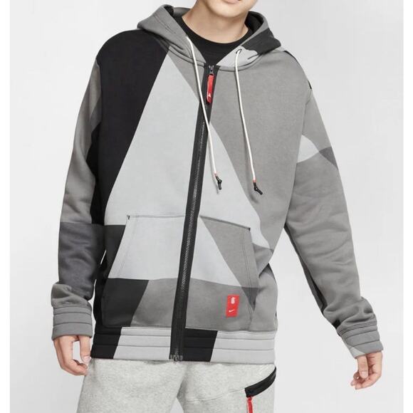 Nike Kyrie Hoodie Colorblock Y2K Full Zip All Over Print Black XXL A004324